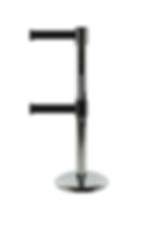 Dubbla avspärrningsband på stolpe i krom