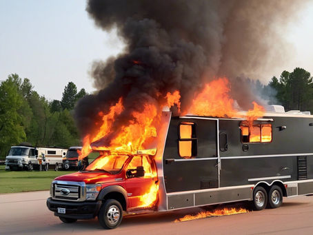 An RV on fire