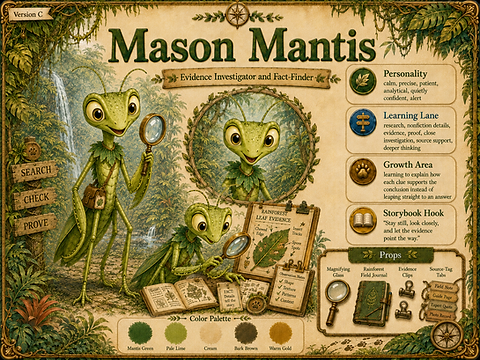 Mason Mantis, Learning Trail Jungle World character
