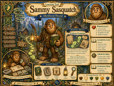 Sammy Sasquatch, Learning Trail Mythical World character