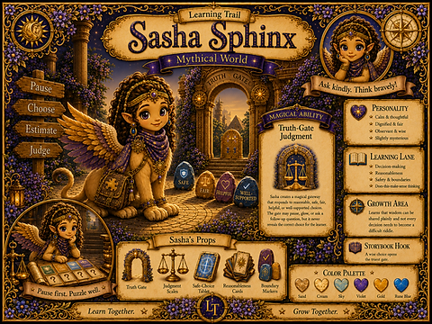 Sasha Sphinx, Learning Trail Mythical World character