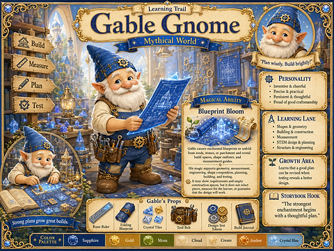Gable Gnome, Learning Trail Mythical World character