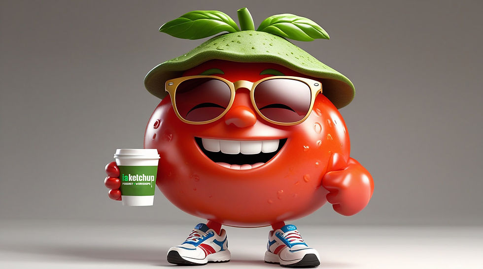 Un tomate ia Ketchup sonriendo