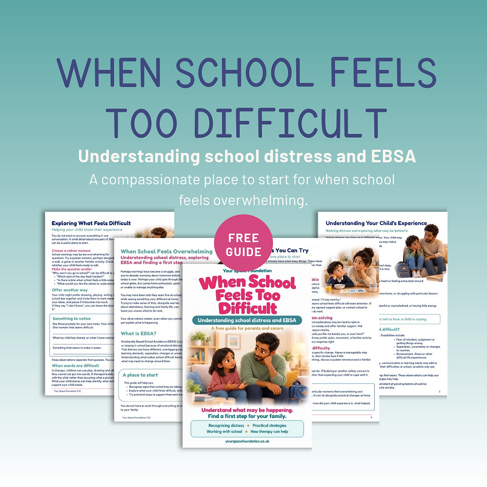 When School Feels Too Difficult, a free EBSA parent guide from Your Space Foundation, featuring a father listening to his wor