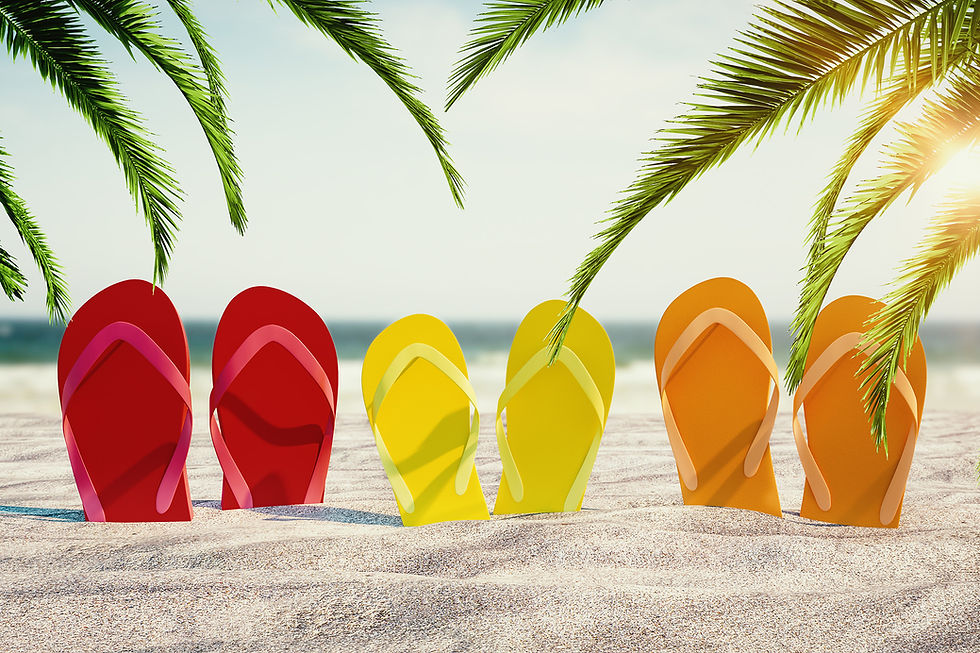 Bright flip flops on the beach
