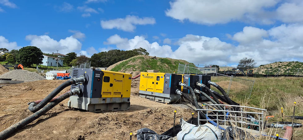 4 Condor Atlas Copco Pumps on stream bypass site