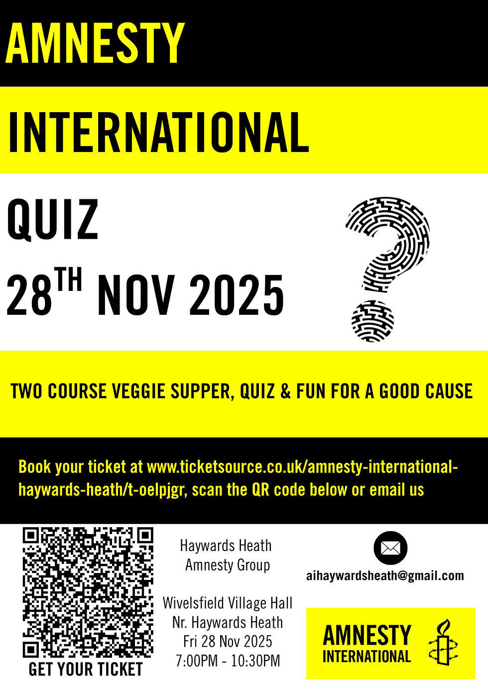Amnesty Quiz Night poster