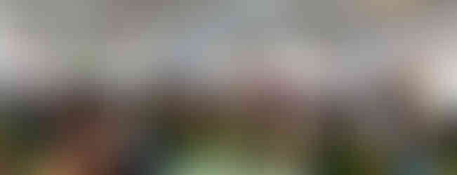 Large wedding celebration in a decorated white tent with guests seated at round tables.