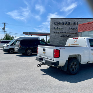 Chisasibi airport entrance, Chief Robert Kanatewat terminal, gateway to northern Quebec Cree territory.