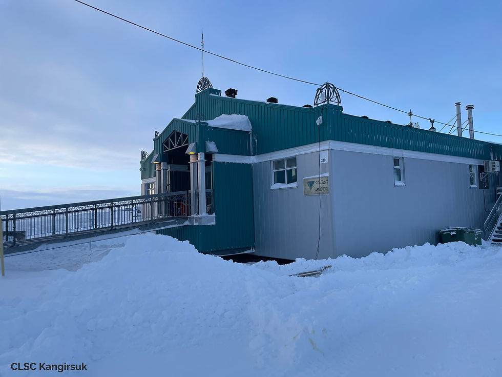 A building in a snowy landscape, identified as a health center in Nunavik.