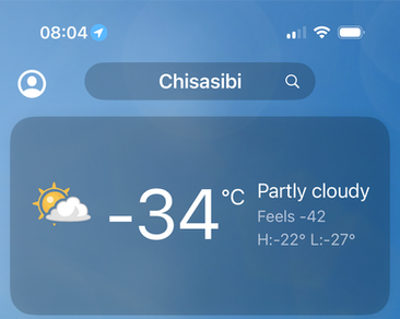 Phone screenshot showing -34°C weather in Chisasibi.