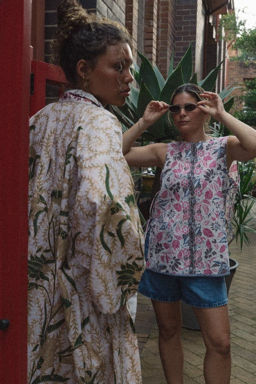 Handrawn Long Kimono/Sand