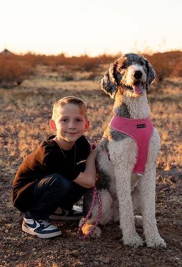 Family Photo Boy with Family Pet Dog