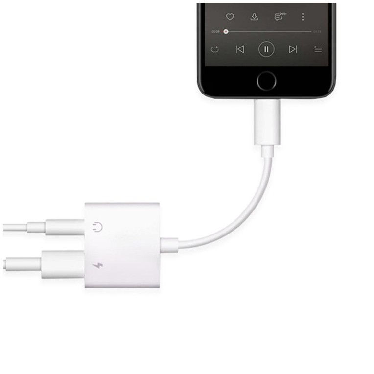 Thumbnail: Earphone Charging Splitter Aux Adapter For 8-pin to 3.5mm Headphone Jack Aux