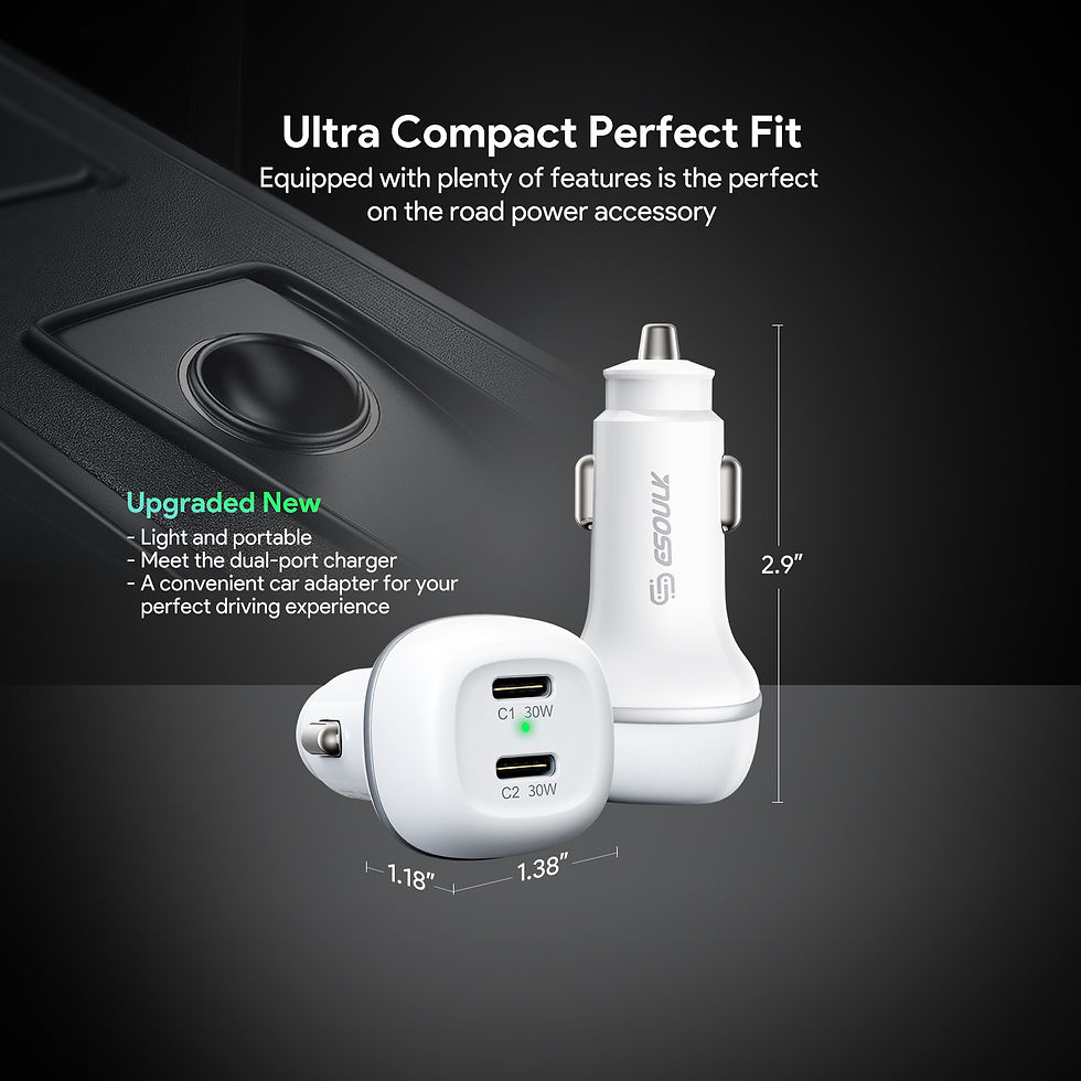 Thumbnail: EK-2004WH 60W PD DUAL USB-C CAR Charging Plug(12/48)