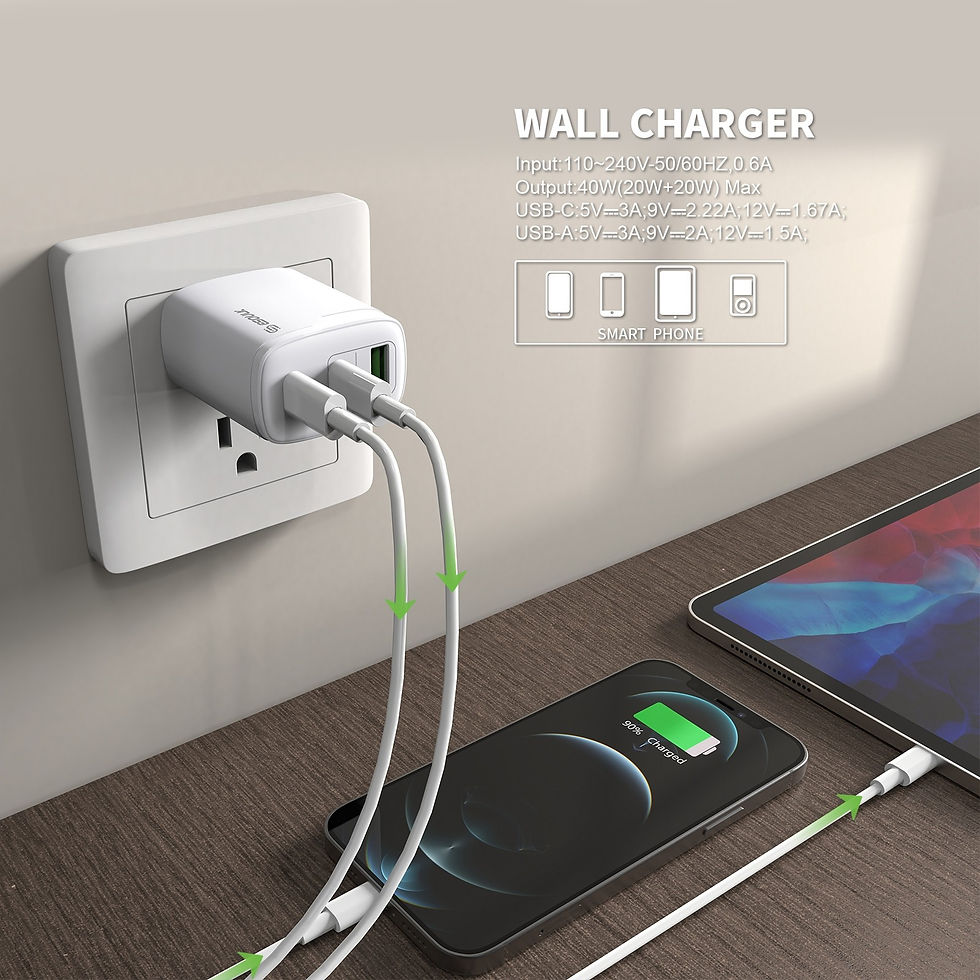 Thumbnail: Esoulk EA18-WH 40W Dual PD+QC FAST WALL CHARGER