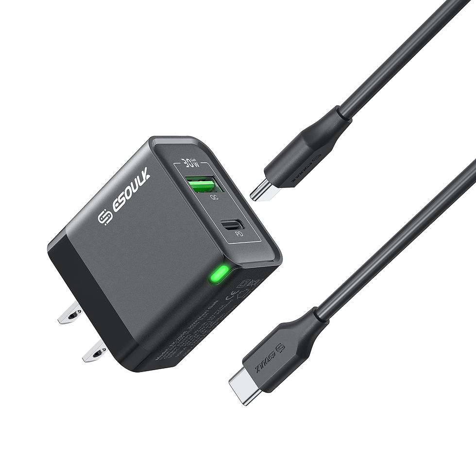Thumbnail: EK-2008BK 30W PD&QC WALL CHARGER +5FT USB-C TO USB-C CABLE (12/48)