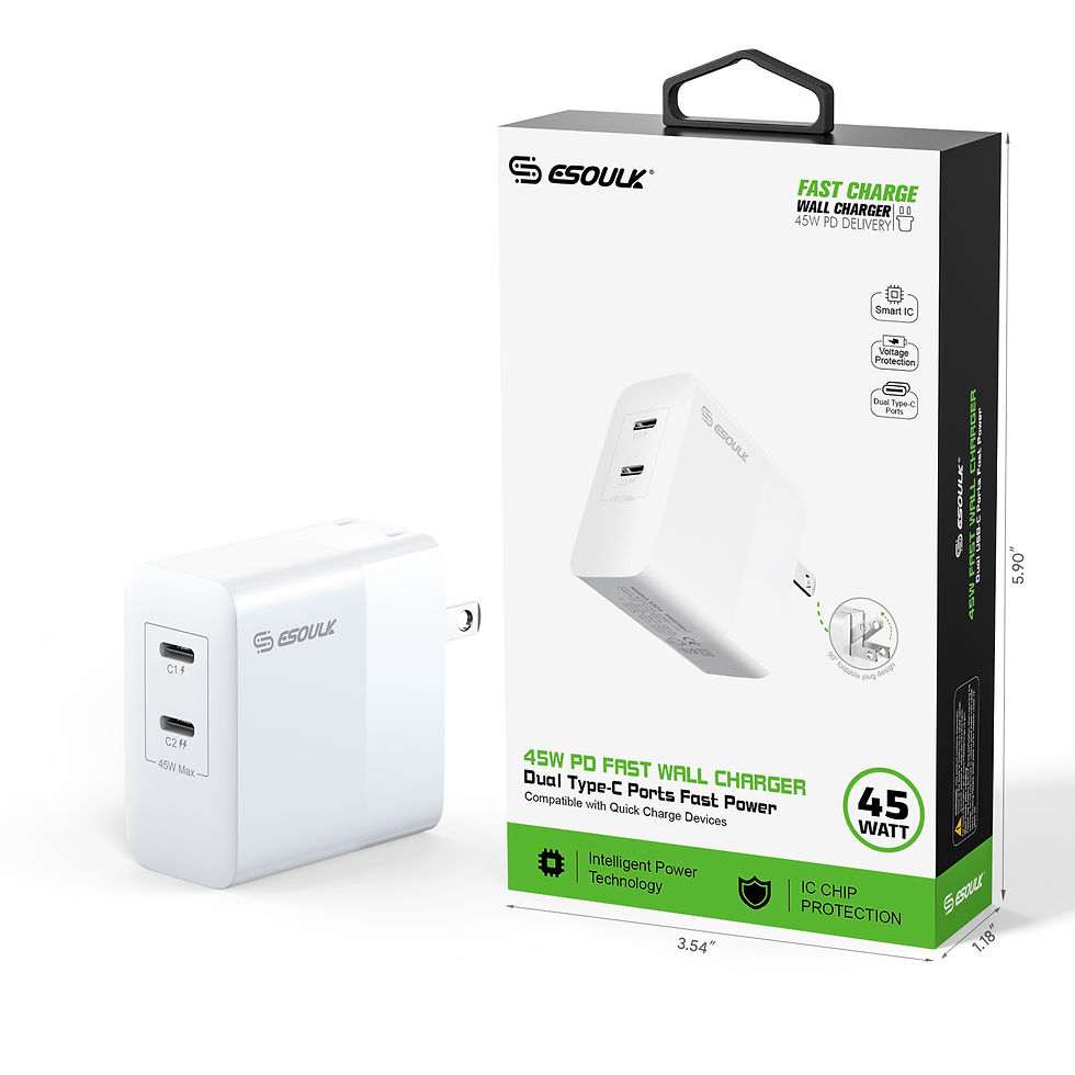 Thumbnail: ESOULK 45W PD Dual Type-C FAST WALL CHARGER (6/36)  EK-2002WH