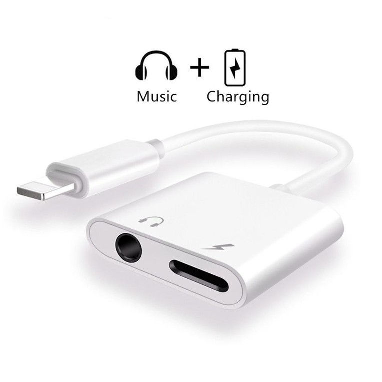 Thumbnail: Earphone Charging Splitter Aux Adapter For 8-pin to 3.5mm Headphone Jack Aux