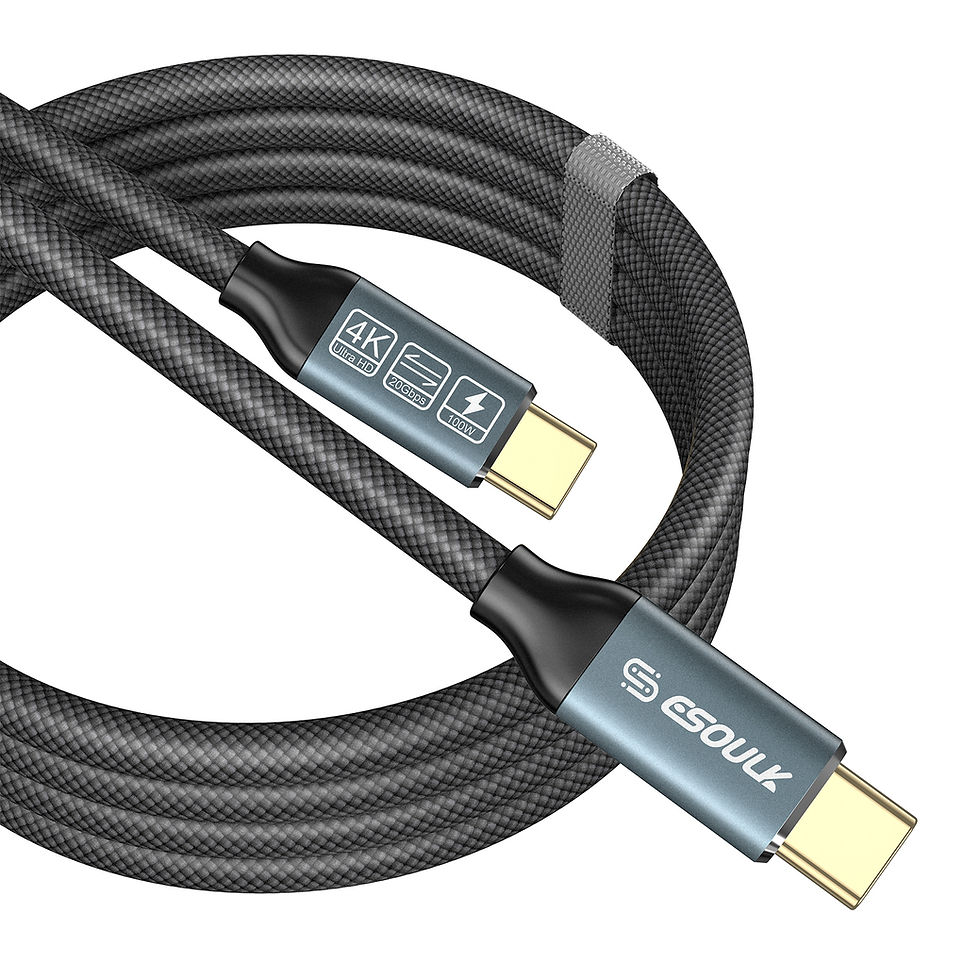 Thumbnail: 6.6FT 100W USB3.2 USB-C TO USB-C CHARGING & DATA CABLE(12/48)  EK-1001BK