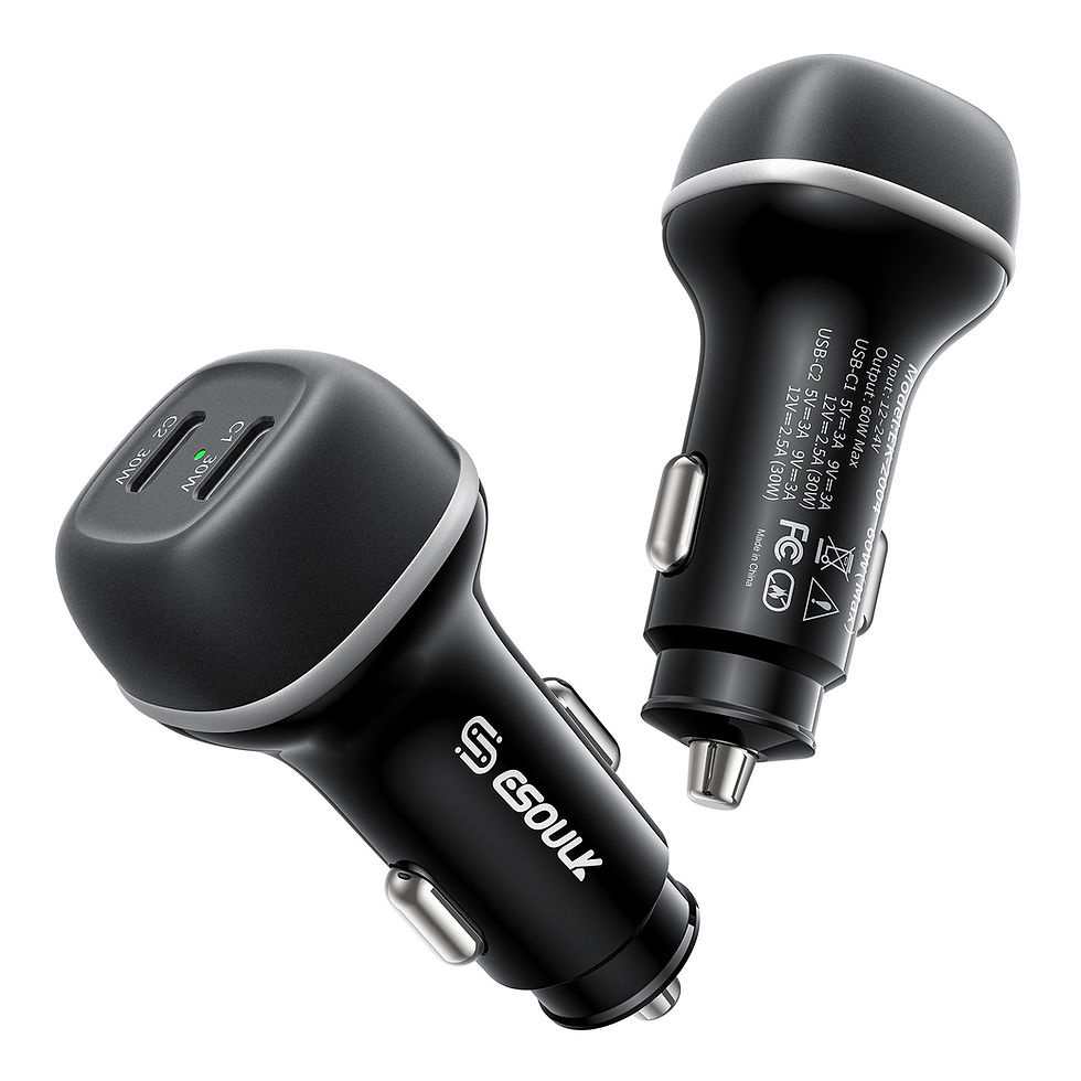 Thumbnail: EK-2004BK 60W PD DUAL USB-C CAR Charging Plug(12/48)