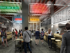 CK Architecture design for a  dining hall with 10 individual restaurants in the heart of the Financial District of Los Angeles  
