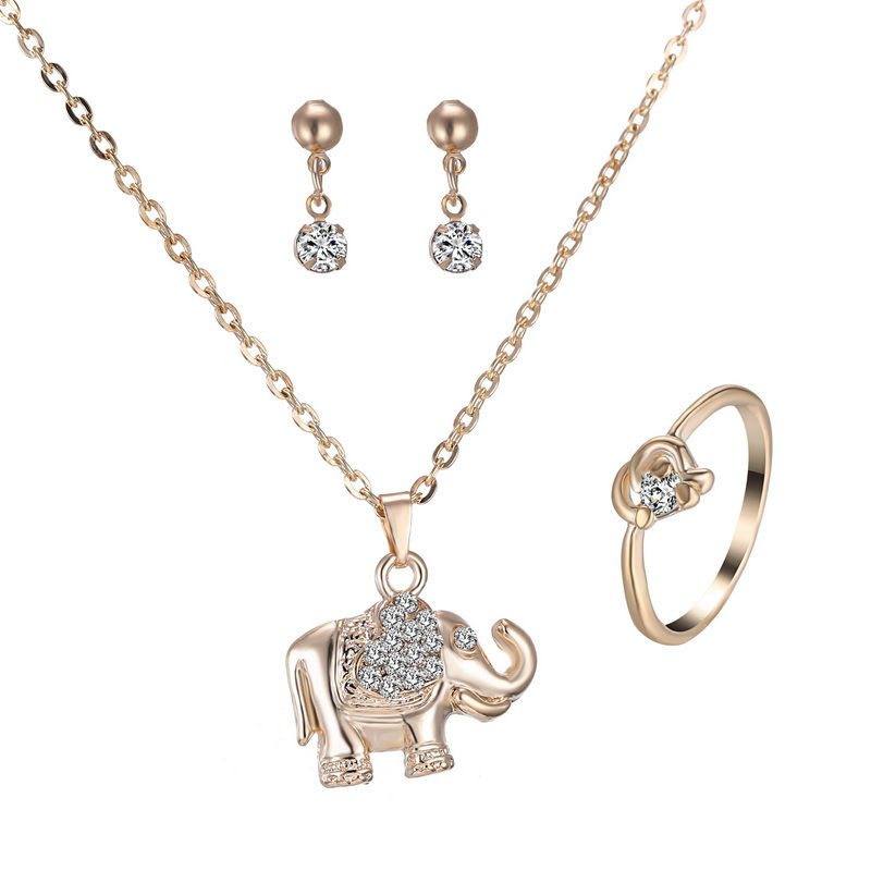 Thumbnail: Animal Pendant Jewelry Set: Necklace, Ring, Earrings