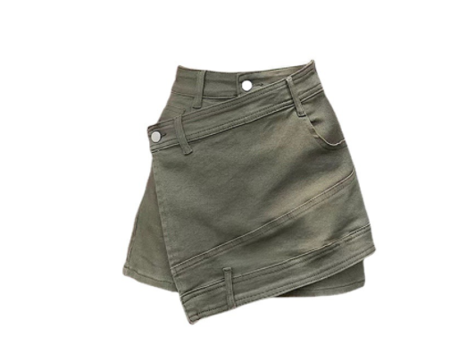 Irregular Denim Skirt with Slits