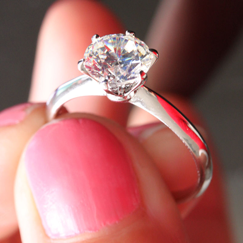 Thumbnail: Diamond Engagement Ring, Six-Claw Silver Ring