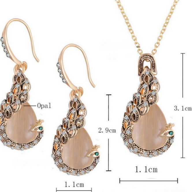 Thumbnail: Vintage Water Drop Necklace and Earrings Set with Stones