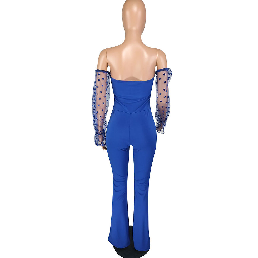 Thumbnail: J6127 Women's Hollow Wide-Leg Jumpsuit with Dots