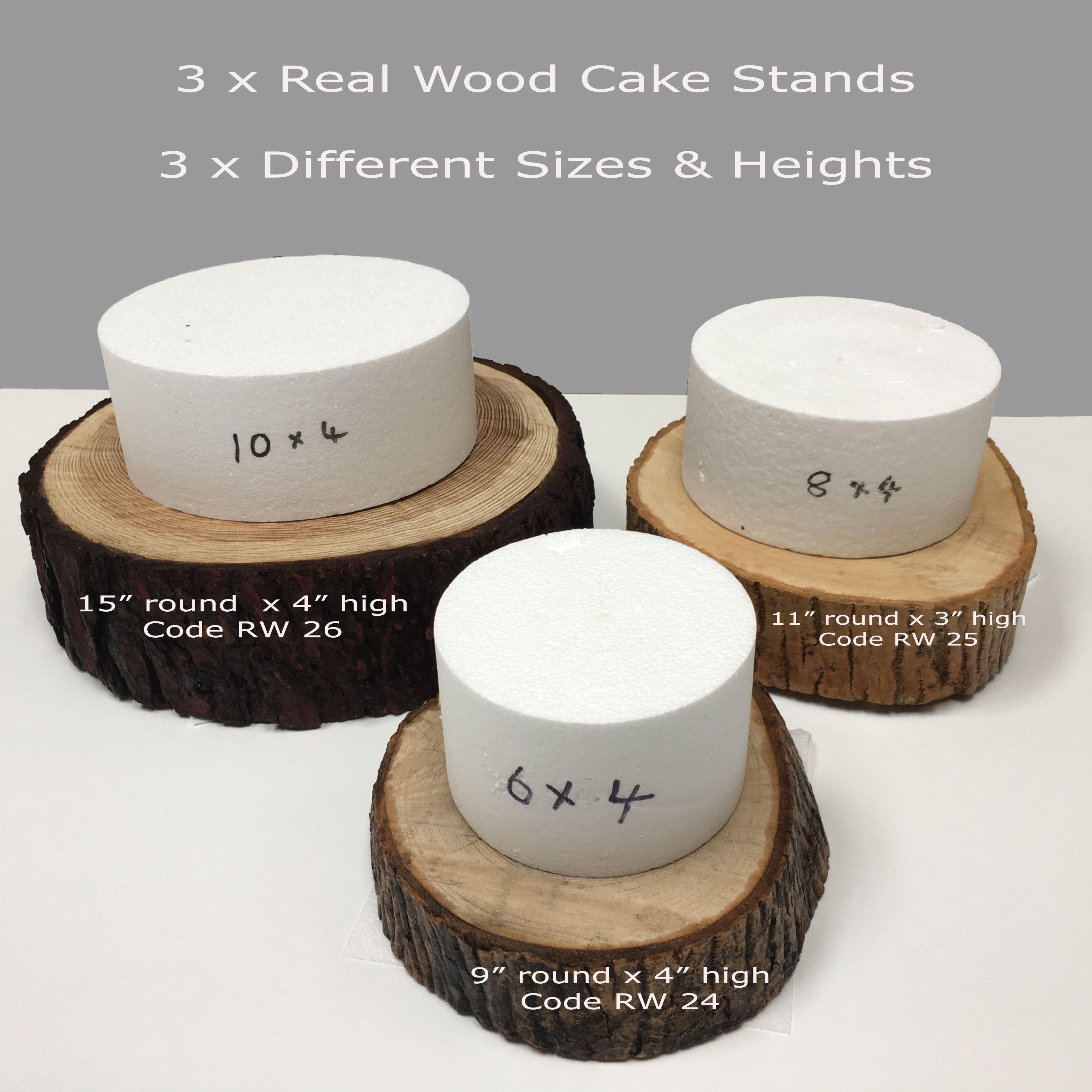3 Wood Cake Stands for Hire