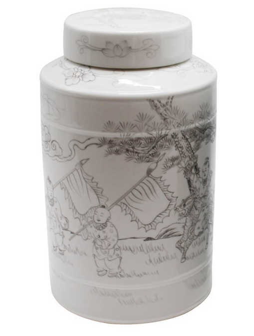 White Porcelain Tea Jar, 15"