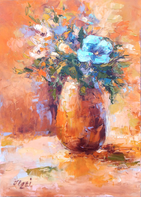 Abstract Flower Painting orange