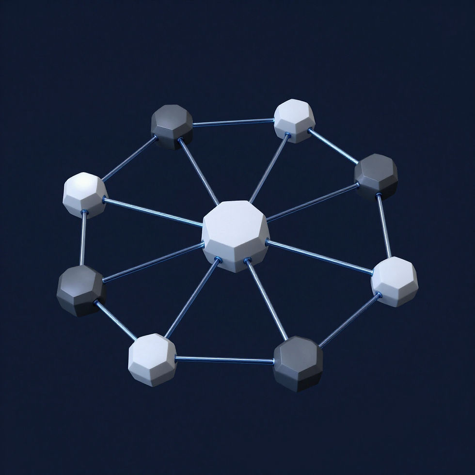 Network graphic illustrating secure AI data flows and connections.