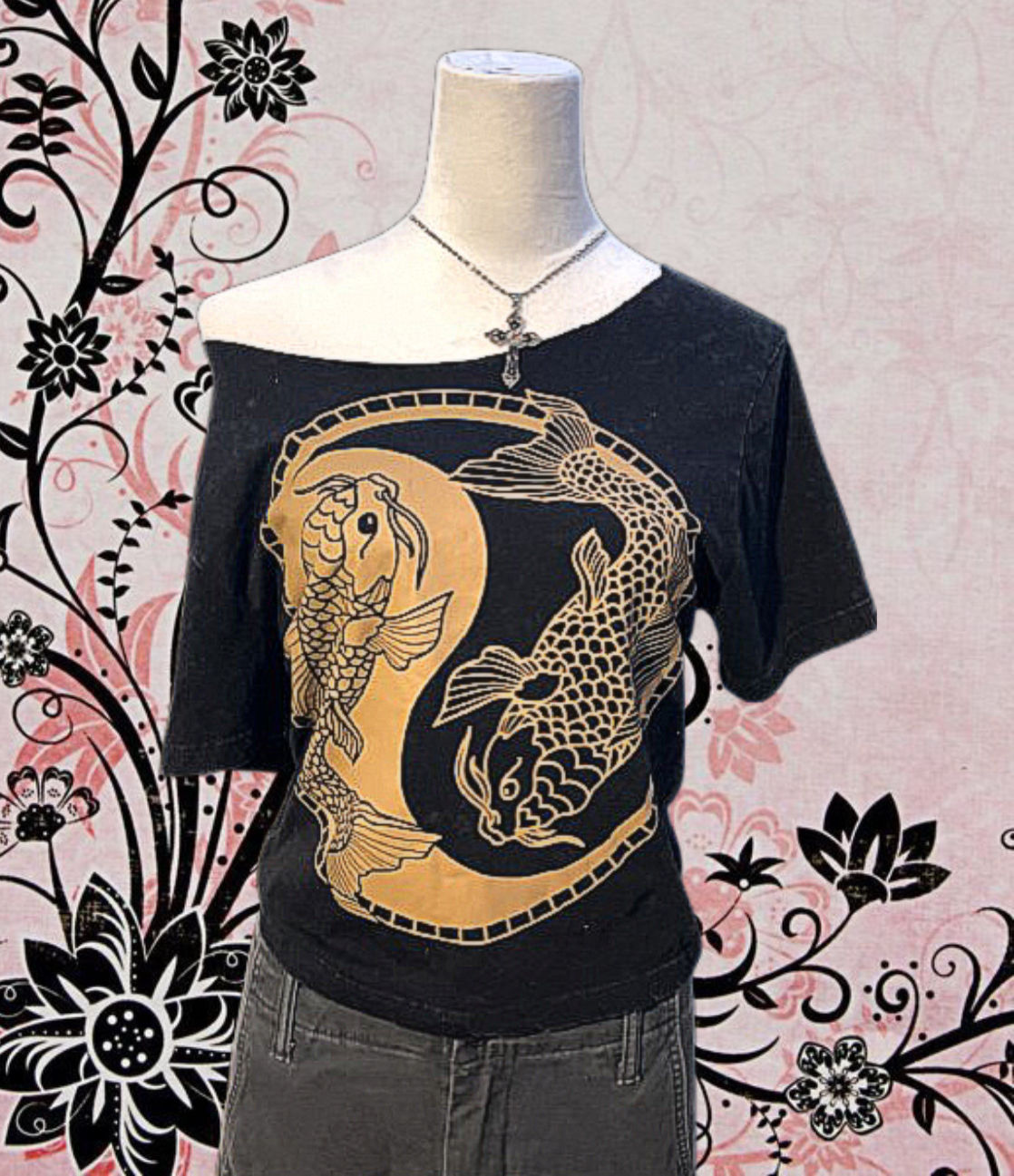 Black Zen Koi Ying yang Tee