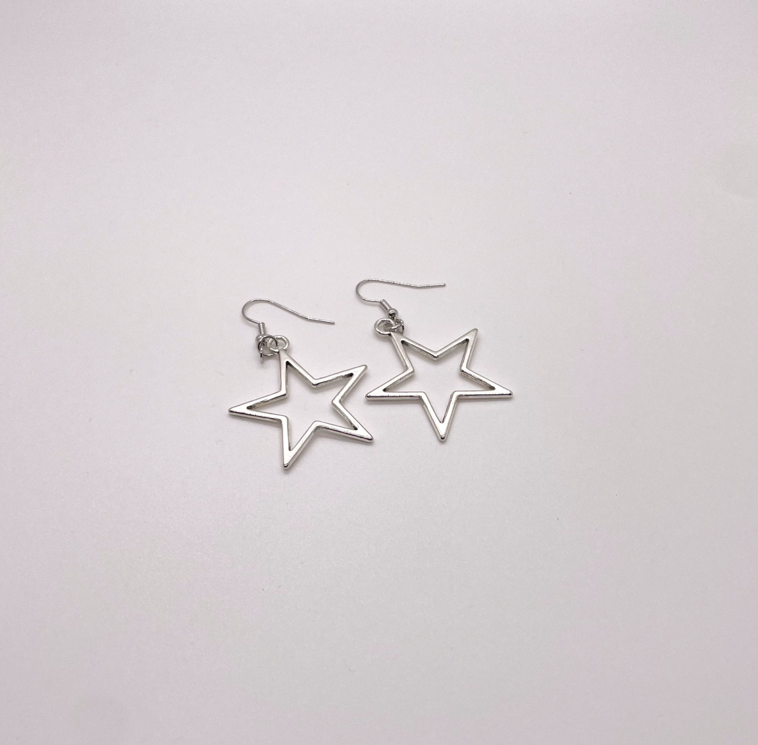Silver Toned Star Earrings