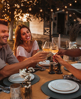 Friends toasting with glasses of white wine
