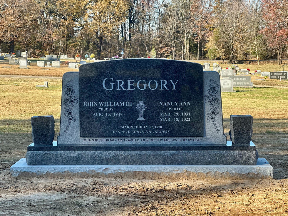 Upright Companion Monument with Granite Vases – Gregory Family