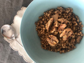 Barley & mushroom risotto with miso and walnuts