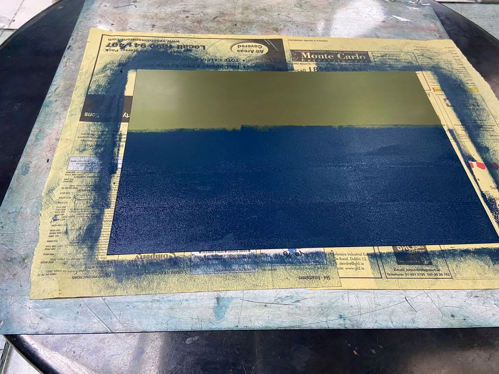 Photopolymer plate of 'Towards Dalkey' half inked up