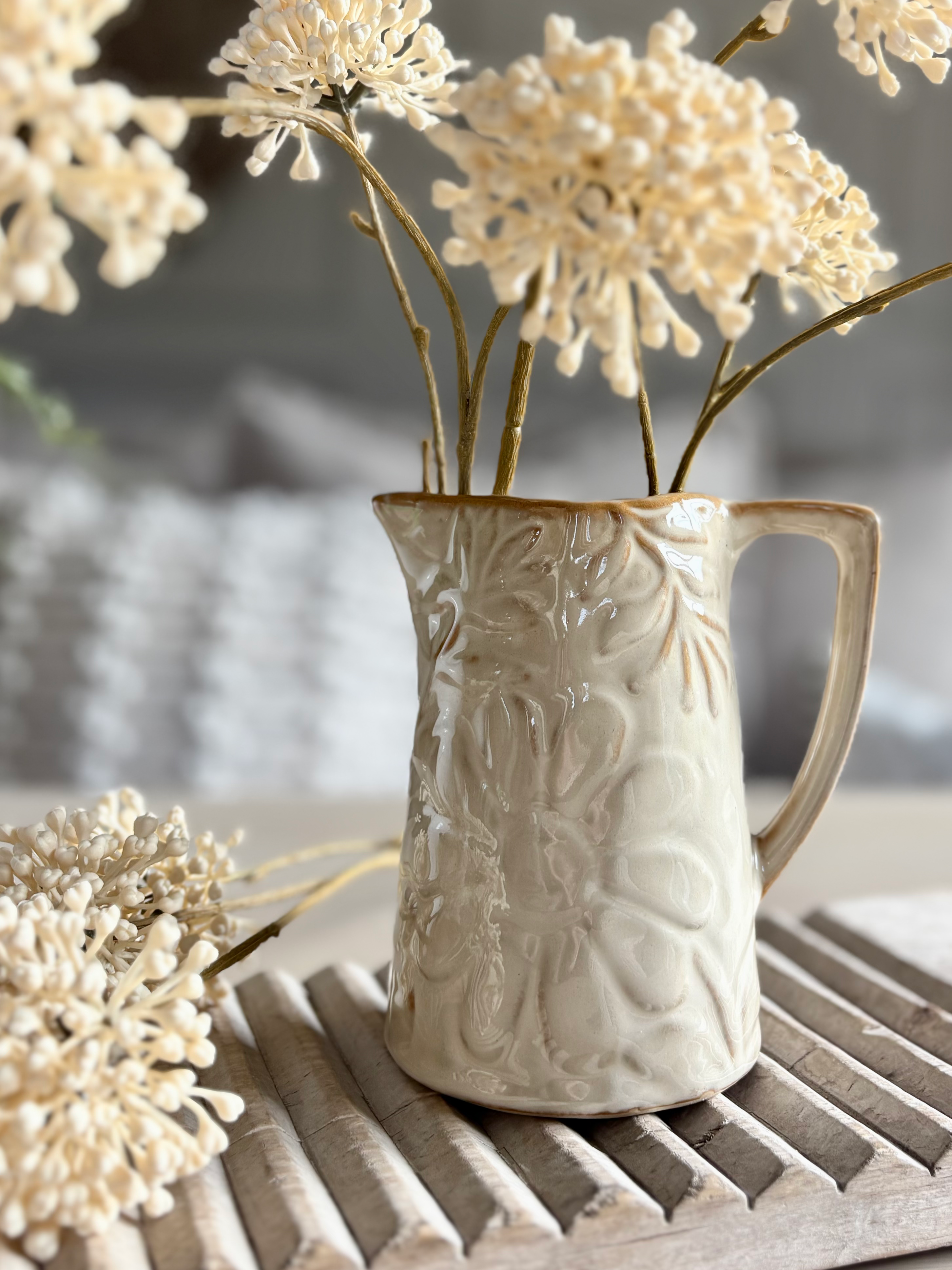 Taupe Floral Jug | 2 sizes