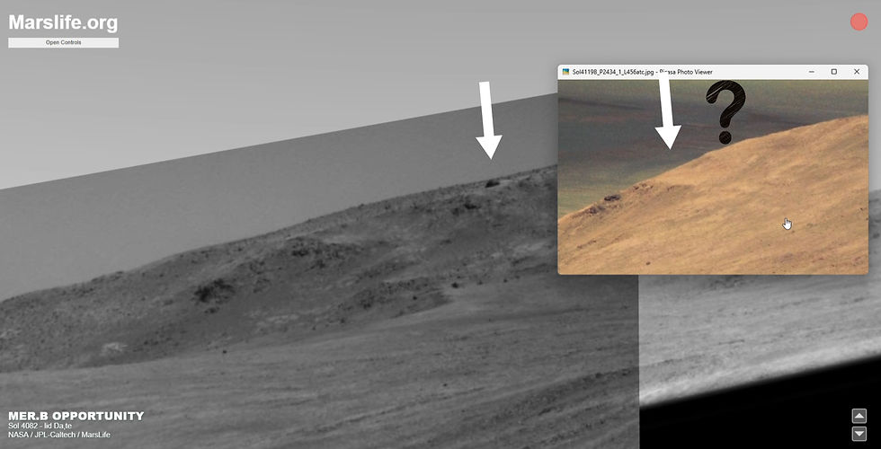 Side by side image by Nev-T. Here it is seen from its SOL 4083 in comparison with the color image from its SOL 4119, 46 days after it was seen first time on its SOL 4073