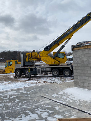 Crane on site for walls