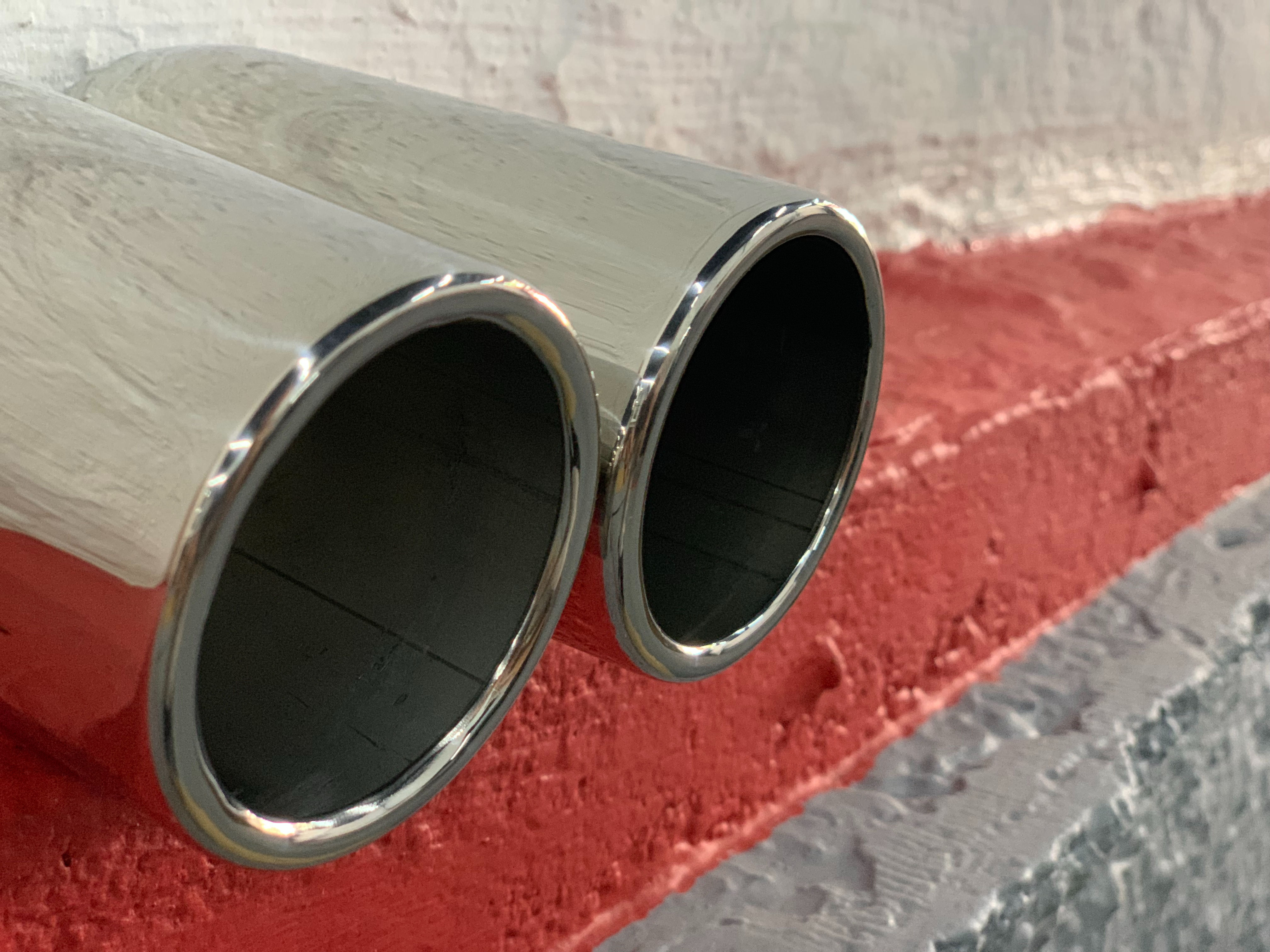 Novo Fox Pepper Highline Dupla 2.5” Reta Virolada Inox 304 Polido Entrada 2”