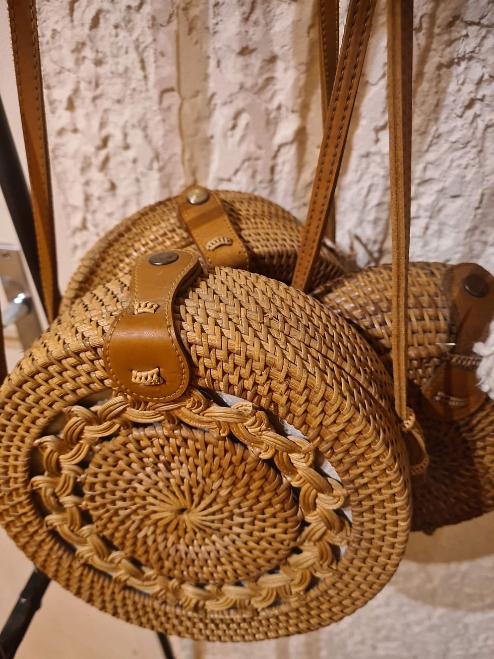 Miniature : sac en rotin et cuir