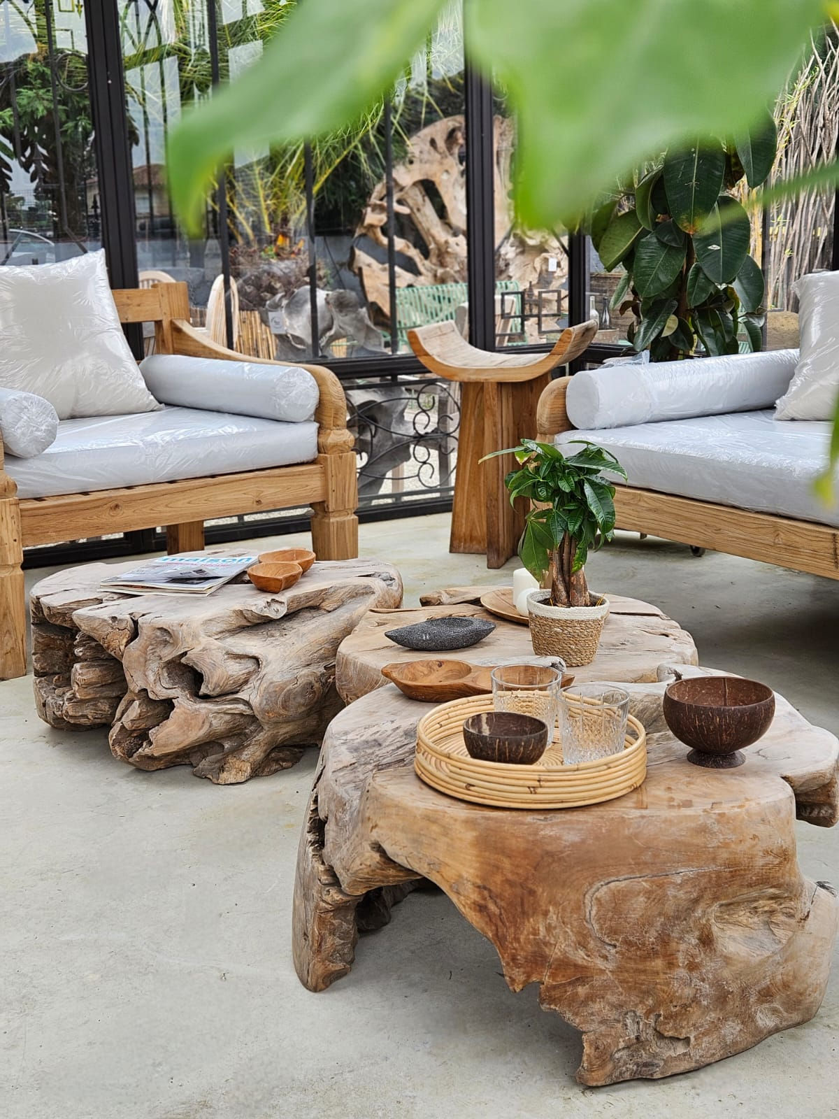 Table basse en racine de teck