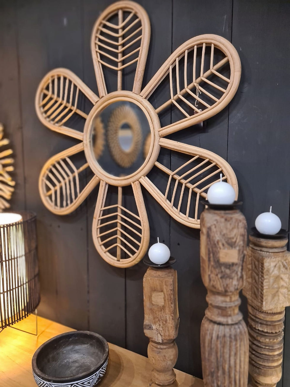 Miroir FLOWERS en rotin
