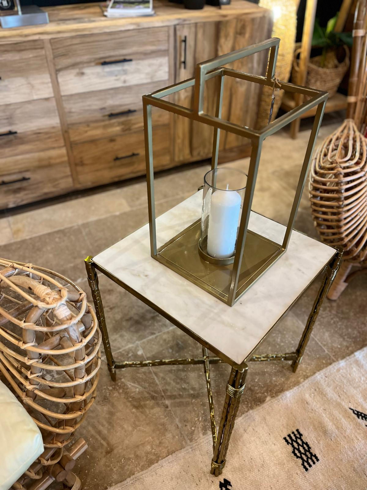 Table d'appoint en métal et marbre