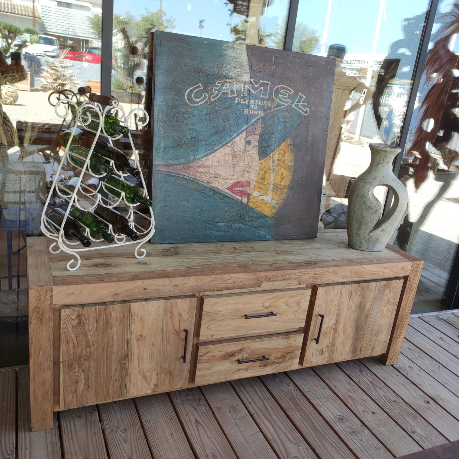 meuble tv en teck vu de face